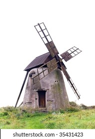 Ancient traditional windmill on the island of Gotland, Sweden