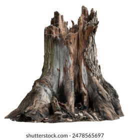 Ancient tree trunk. Dead tree isolated on white background. Barn tree. Isolated root. - Powered by Shutterstock