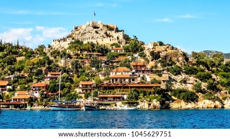 Ancient village of Simena on the shores of the Mediterranean Sea in the Kekova area of the Antalya province