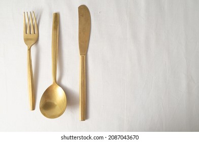 Ancient Vintage Silver Flatware on a White Background