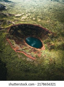 Ancient Volcanic Crater Lake In Iceland