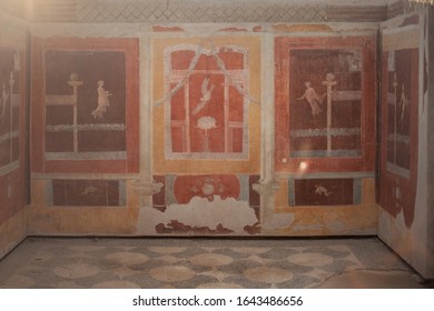 Ancient Wall Painting  Of Unknown Master Of Roman Empire In Ostia Antica, Italy