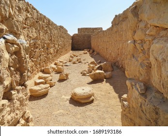      Ancient warehouses on top of Masada Mount                          