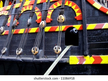 Ancient Warship, The Golden Hind, Replica. London.