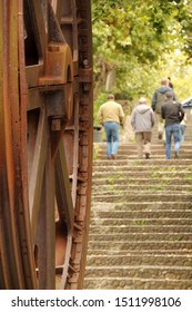 Ancient Wheel Of The Funicular Of Bilbao