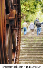 Ancient Wheel Of The Funicular Of Bilbao