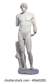 Ancient White Marble Statue Of A Standing Young Man