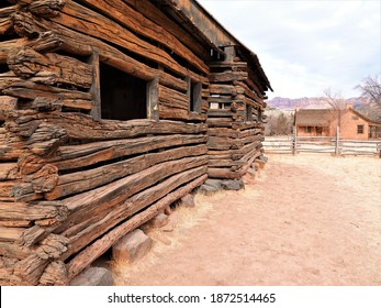 Ancient Wooden Barn From The 1800's In The  Mormon Pioneer Ghost Town Of Grafton, Utah USA