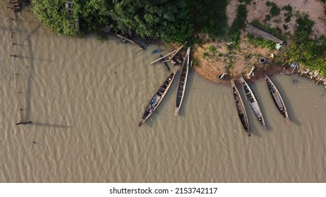 Ancient Wooden Boat On The Mun River