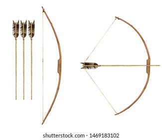 Ancient wooden bow isolated on white background. This has clipping path. 
