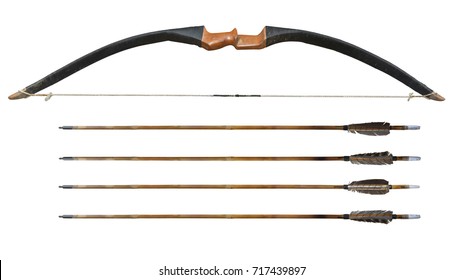 Ancient wooden bow isolated on white background. This has clipping path.    
