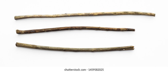 Ancient Wooden Staff On A White Background