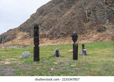 Ancient Wooden Statues For Worship During Paganism. A Symbol Of The Worship Of Pagan Tribes.