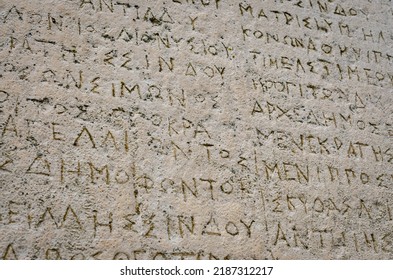 Ancient Writing On A Stone Slab