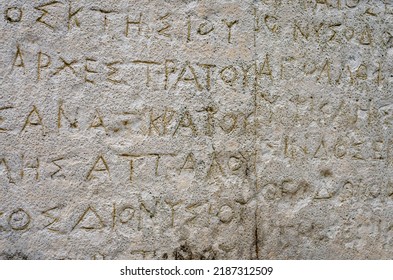 Ancient Writing On A Stone Slab