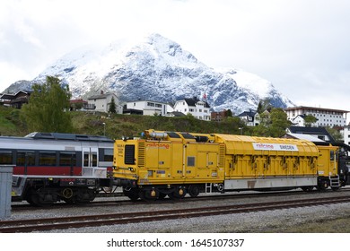 Andalsnes, Norway, May 11, 2019,  Åndalsnes In Fjord Norway, Famed For The Romsdalseggen Ridge, Rampestreken Viewpoint, And The Rauma Line, Europe's Most Beautiful Train Journey.