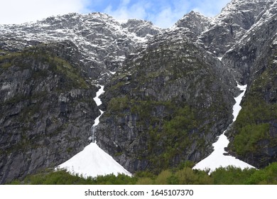 Andalsnes, Norway, May 11, 2019,  Åndalsnes In Fjord Norway, Famed For The Romsdalseggen Ridge, Rampestreken Viewpoint, And The Rauma Line, Europe's Most Beautiful Train Journey.