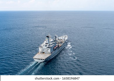 ANDAMAN SEA, THAILAND - APRIL 9, 2019 : USNS Guadalupe (T-AO-200), Henry J. Kaiser-class Underway Replenishment Oiler Operated By The Military Sealift Command To Support Ships Of The U.S. Navy.