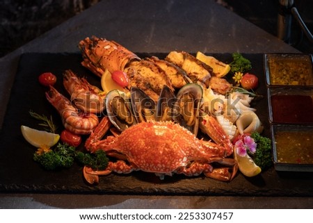 Andaman seafood on black platter