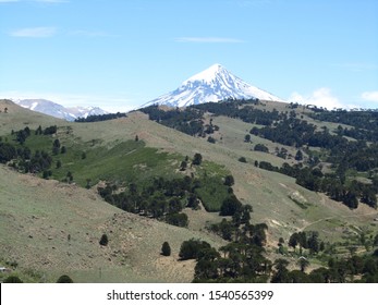 Andean Landscape Overlooking The Lanín Volcano