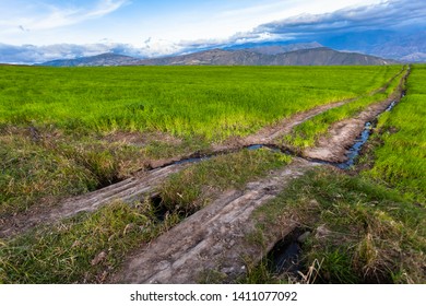 Andean Landscape Where Highlights The Extensive Hillside Crops Of The Province Of Imbabura And Carchi, Ecuador