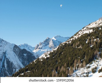 Andermatt Ski Slopes With Blue Sky, Switzerland