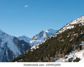 Andermatt Ski Slopes With Blue Sky, Switzerland