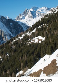 Andermatt Ski Slopes With Blue Sky, Switzerland