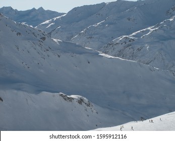 Andermatt Ski Slopes With Blue Sky, Switzerland