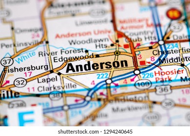 Anderson. Indiana. USA On A Map