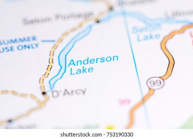 Anderson Lake. Canada On A Map.