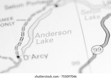 Anderson Lake. Canada On A Map.