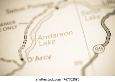 Anderson Lake. Canada On A Map.