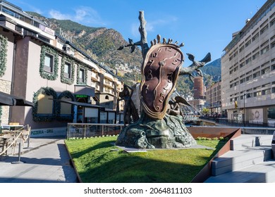 Andorra la Vella, Andorra - 10.26.2021: Nobility on time sculpture by Salvador Dali 