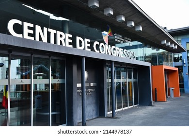 Andorra La Vella, Andorra - December 8, 2019: Entrance To The Centre De Congressos (convention Center).