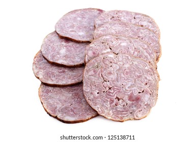 Andouille De Vire, French Sausage In Front Of White Background