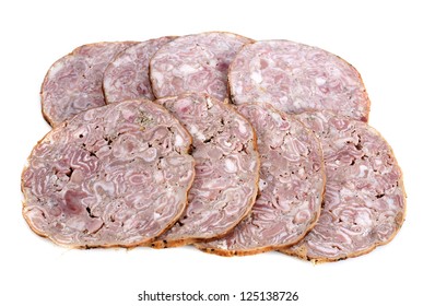 Andouille De Vire, French Sausage In Front Of White Background