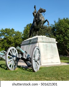 The Andrew Jackson Statue At Lafayette Park, Right Across The White House In Washington D.C.