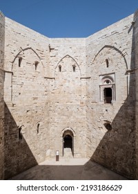 Andria, Italy - August 20, 2019: Castel Del Monte Archeological Site. Heritage Of Mediterranean Culture. Italian Unesco Site