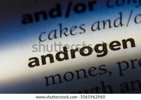androgen word in a dictionary. androgen concept.