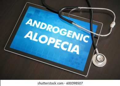 Androgenic Alopecia (cutaneous Disease) Diagnosis Medical Concept On Tablet Screen With Stethoscope.