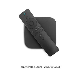 Android TV box receiver and player on white background