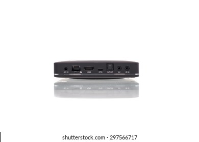 Android TV Set Top Box Receiver Isolated On White Background