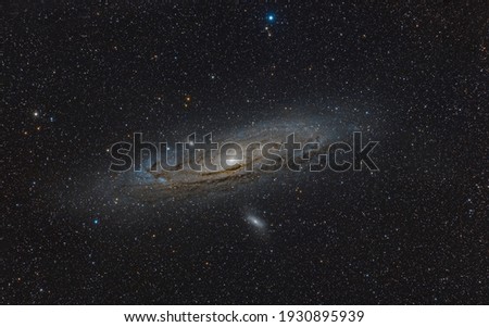 Andromeda galaxy at the deep sky at night