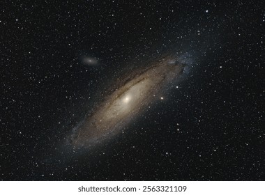 Andromeda Galaxy (M31) and the sattelite galaxy M32 seen from Northern Hemisphere