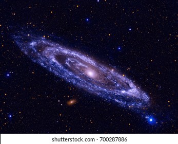 The Andromeda Galaxy, Messier 31 or M31 is a spiral galaxy in the constellation of Andromeda. It is the nearest major galaxy to the Milky Way. Retouched image. Elements of this image furnished by NASA