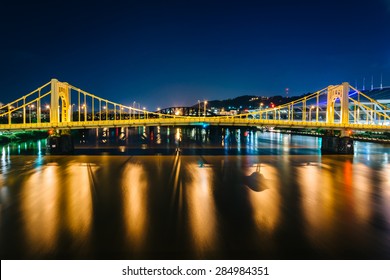 The Andy Warhol Bridge Over The Allegheny River At Night, In Pittsburgh, Pennsylvania.