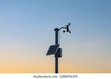 Anemometer with solar energy panel - Shutterstock ID 2288296595