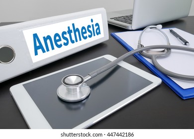 Anesthesia folder on Desktop on table. ipad