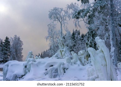Angel and Bystanders. Ice Sculptures by Nature.